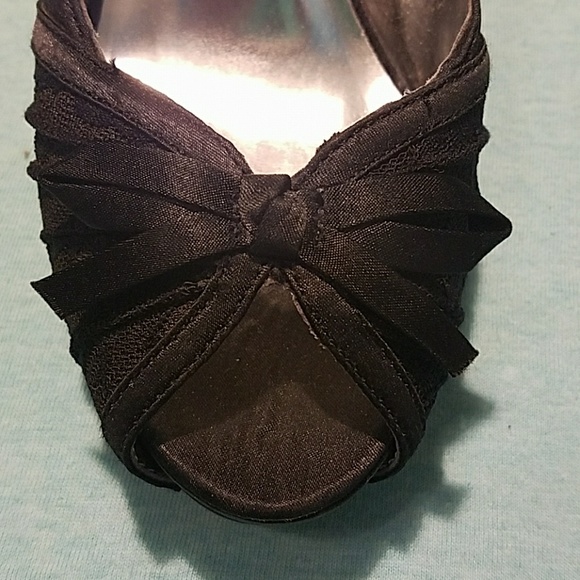 Black Satin and Lace Stilettos - Picture 2 of 7